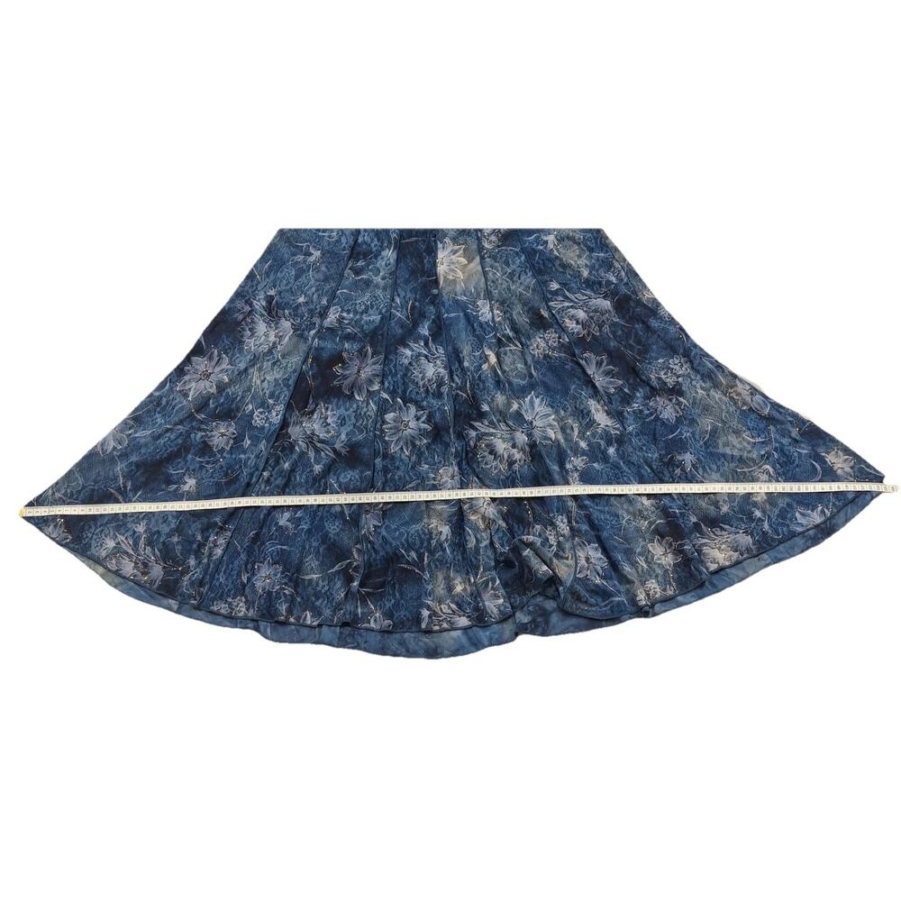 Sami & Jo Plus 1X Blue Floral VNeck Flare Sleeve ALine Dress Boho Stretch Casual - Picture 3 of 9